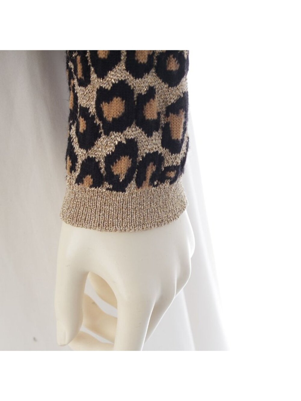 Miu Miu Wool Leopard Lame Cardigan Long Sleeve Mmf 076 Brown 36 - Picture 6 of 10